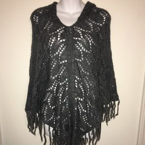 BCBG Women’s Knit Poncho with Hood